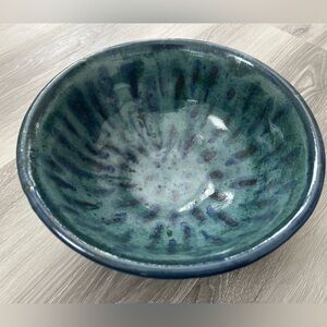 Artist Signed Blue/ Green and Brown stoneware  Bowl